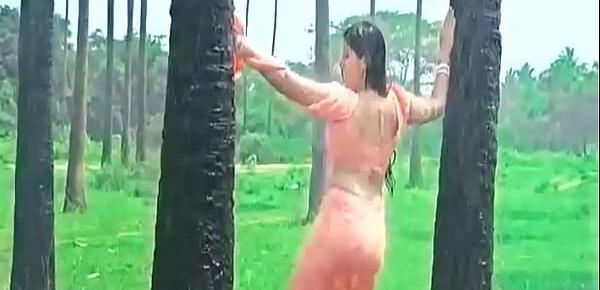  Kerala Girl Meghana Raj - Hot Ass Shake and Navel Show in Wet Saree